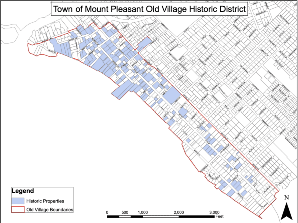 the history of Mount Pleasant, sc and the original map with borders